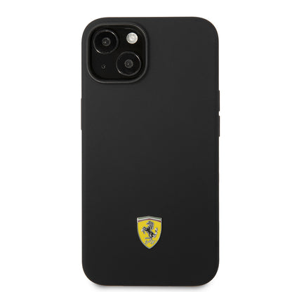 Apple iPhone 14 Kılıf Ferrari Orjinal Lisanslı Silikon Metal Logo Dizayn Kapak