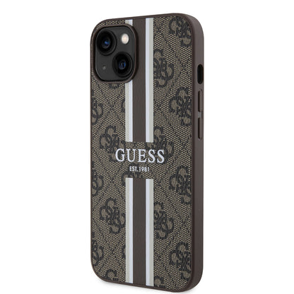 Apple iPhone 14 Kılıf Guess Orjinal Lisanslı M-safe Şarj Özellikli 4G Şerit Tasarımlı Printed Kapak