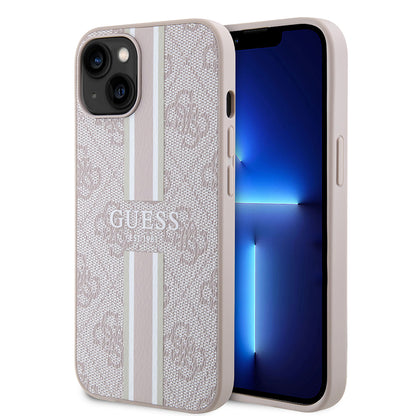 Apple iPhone 14 Kılıf Guess Orjinal Lisanslı M-safe Şarj Özellikli 4G Şerit Tasarımlı Printed Kapak