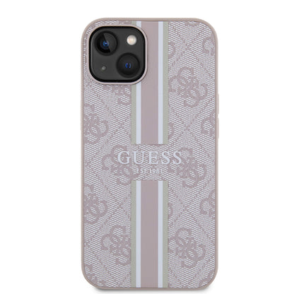 Apple iPhone 14 Kılıf Guess Orjinal Lisanslı M-safe Şarj Özellikli 4G Şerit Tasarımlı Printed Kapak