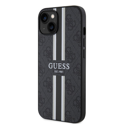 Apple iPhone 14 Kılıf Guess Orjinal Lisanslı M-safe Şarj Özellikli 4G Şerit Tasarımlı Printed Kapak