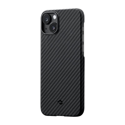 Apple iPhone 14 Kılıf M-safe Şarj Özellikli 1500D Aramid Fiber Pitaka Ultra-Slim Classic Serisi Black-Grey Twill Kapak