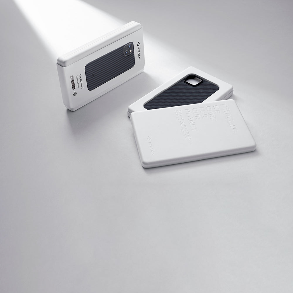 Apple iPhone 14 Kılıf M-safe Şarj Özellikli 1500D Aramid Fiber Pitaka Ultra-Slim Classic Serisi Black-Grey Twill Kapak