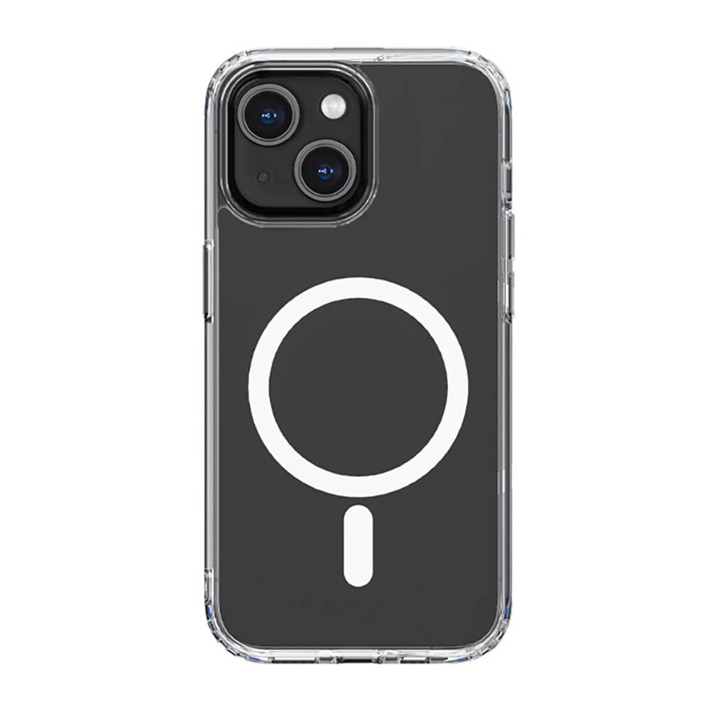 Apple iPhone 14 Kılıf M-safe Şarj Özellikli Airbagli Şeffaf PC Arka Yüzey Recci Magnetik Suction Serisi Kapak