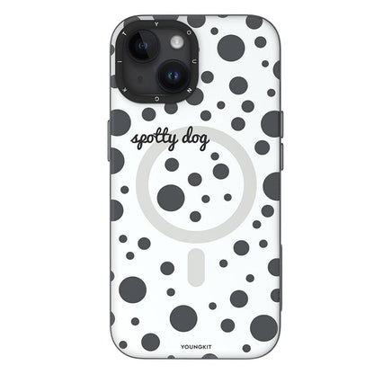 Apple iPhone 14 Kılıf M-safe Şarj Özellikli Polka Dot Desenli Youngkit Spots Serisi Kapak