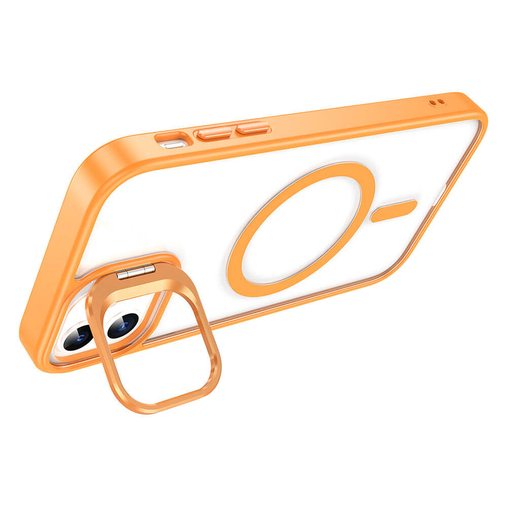 Apple iPhone 14 Kılıf M-safe Şarj Özellikli Standlı Zore M-safe Klon Lensli Kapak