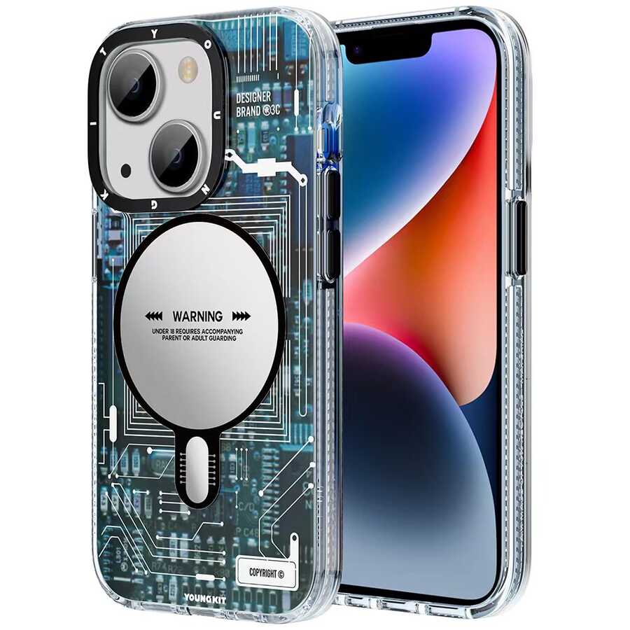 Apple iPhone 14 Kılıf M-safe Şarj Özellikli YoungKit Technology Serisi Kapak
