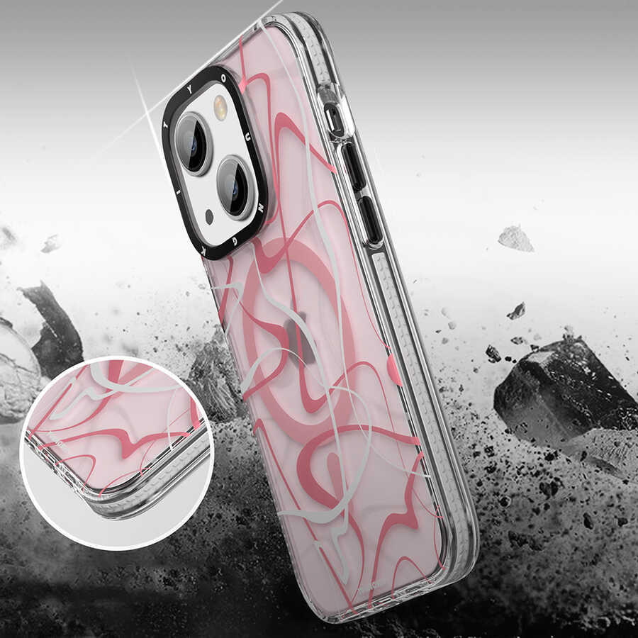 Apple iPhone 14 Kılıf M-safe Şarj Özellikli Youngkit Water-Ink Serisi Kapak