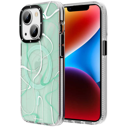 Apple iPhone 14 Kılıf M-safe Şarj Özellikli Youngkit Water-Ink Serisi Kapak