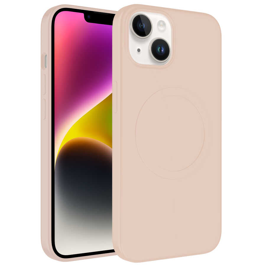 Apple iPhone 14 Kılıf M-safe Wireless Şarj Özellikli Pastel Renk Silikon Zore Plas Kapak