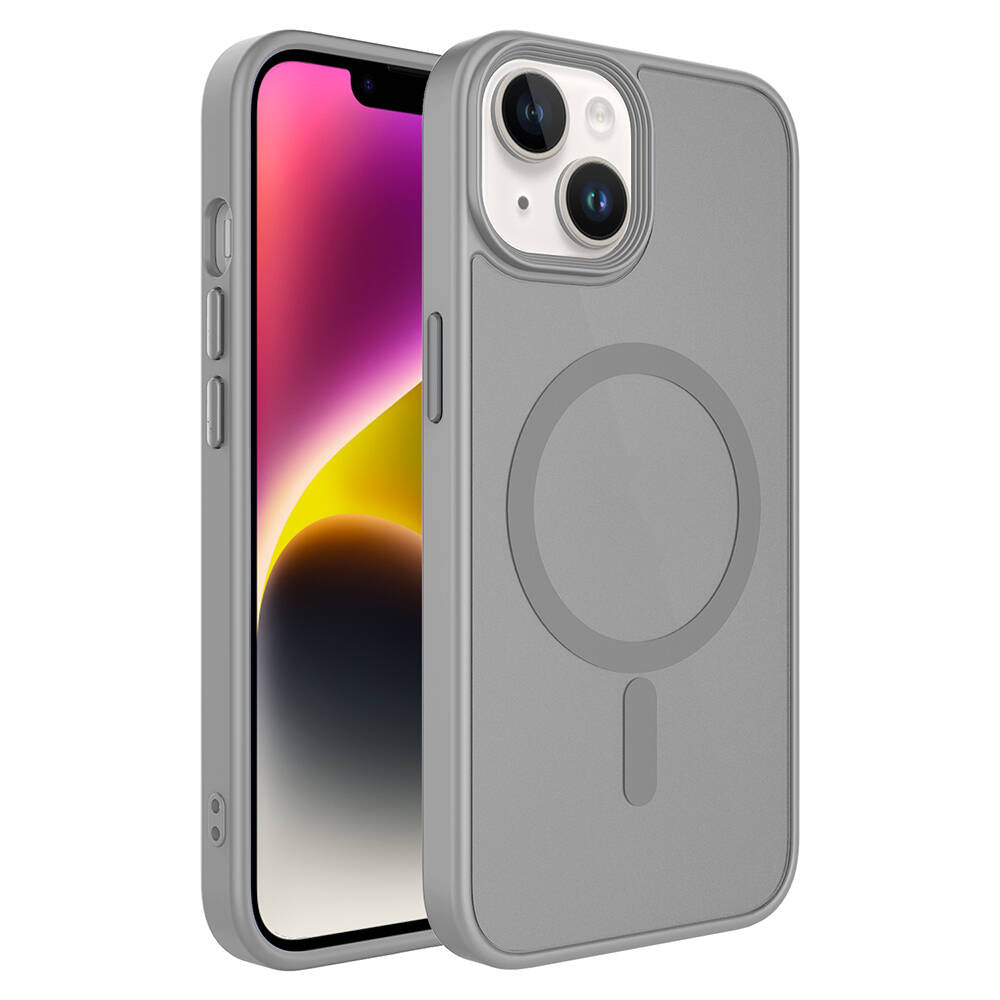 Apple iPhone 14 Kılıf Mat Arka Yüzey Wireless Şarj Özellikli Zore Flet M-safe Kapak