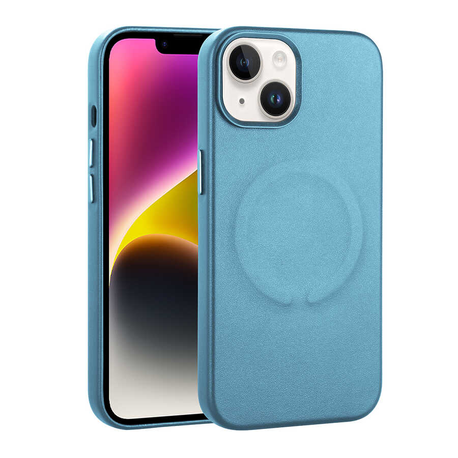 Apple iPhone 14 Kılıf PU Deri M-safe Wireless Şarj Özellikli Zore Derix Kapak