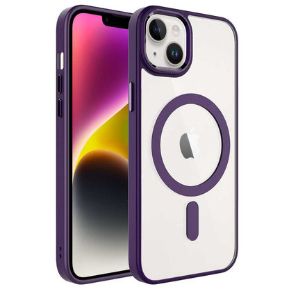 Apple iPhone 14 Kılıf Wireless Şarj Özellikli Zore Krom M-safe Silikon Kapak