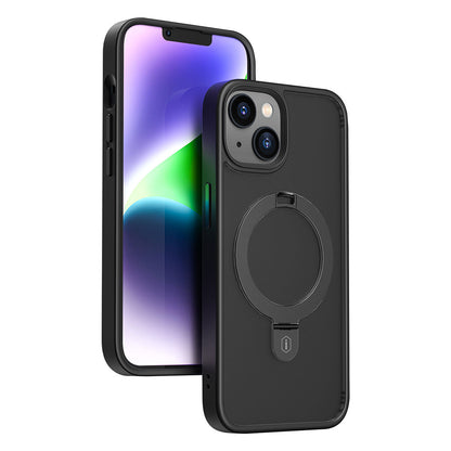 Apple iPhone 14 Kılıf Wiwu ZMM-010 M-safe Şarj Özellikli Parmak İzi Bırakmayan Mat Transparan Standlı Kapak