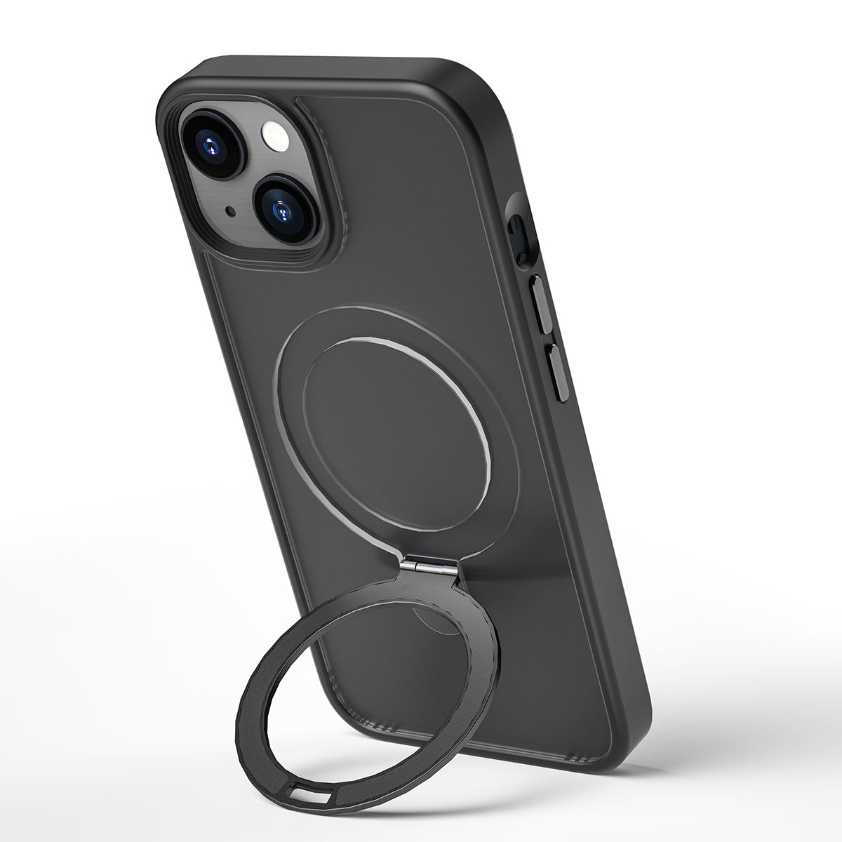 Apple iPhone 14 Kılıf Wiwu ZMM-010 M-safe Şarj Özellikli Parmak İzi Bırakmayan Mat Transparan Standlı Kapak