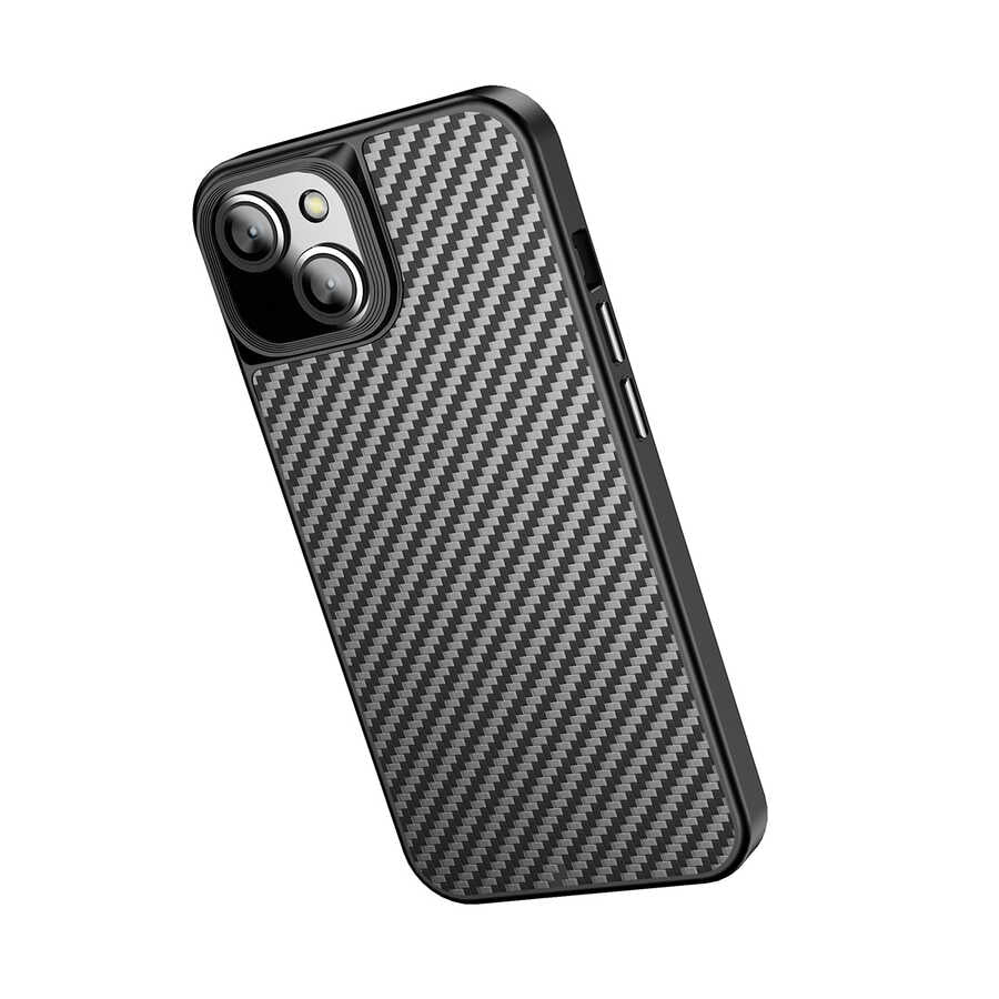 Apple iPhone 14 Plus Kılıf Aramid Karbon Fiber M-safe Özellikli Wlons Radison Kapak
