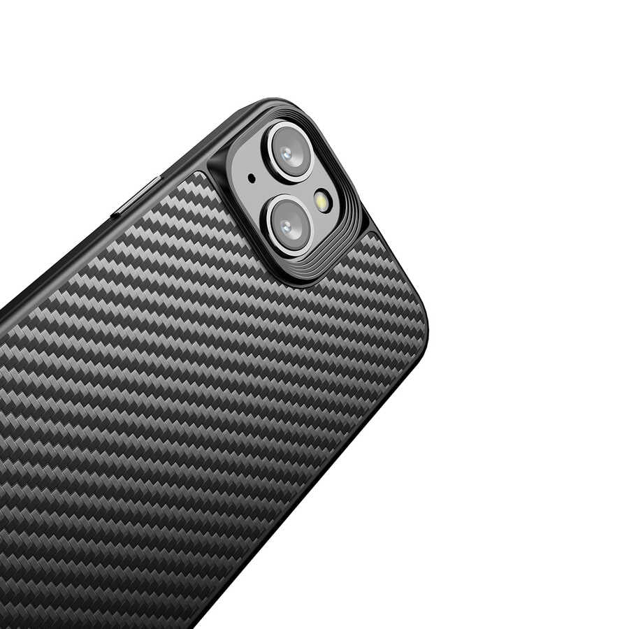 Apple iPhone 14 Plus Kılıf Aramid Karbon Fiber M-safe Özellikli Wlons Radison Kapak