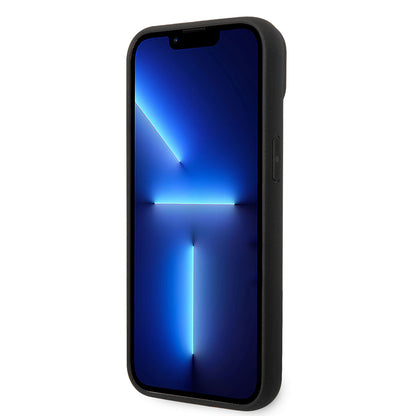 Apple iPhone 14 Plus Kılıf Ferrari Orjinal Lisanlı Klasik Metal Logolu Karbon Şerit Desenli Kapak