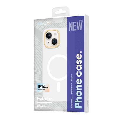 Apple iPhone 14 Plus Kılıf M-safe Şarj Özellikli Metal Kamera Çerçeveli Recci Glaze Serisi Kapak