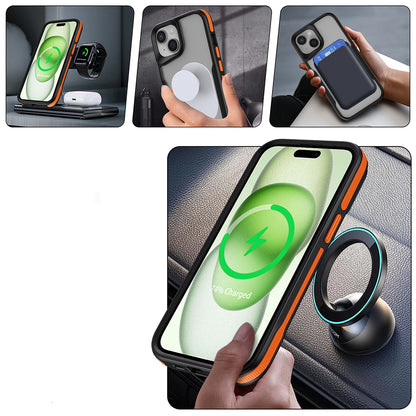 Apple iPhone 14 Plus Kılıf M-safe Şarj Özellikli Renkli Kenar Airbag Şeritli Zore Lamer Kapak