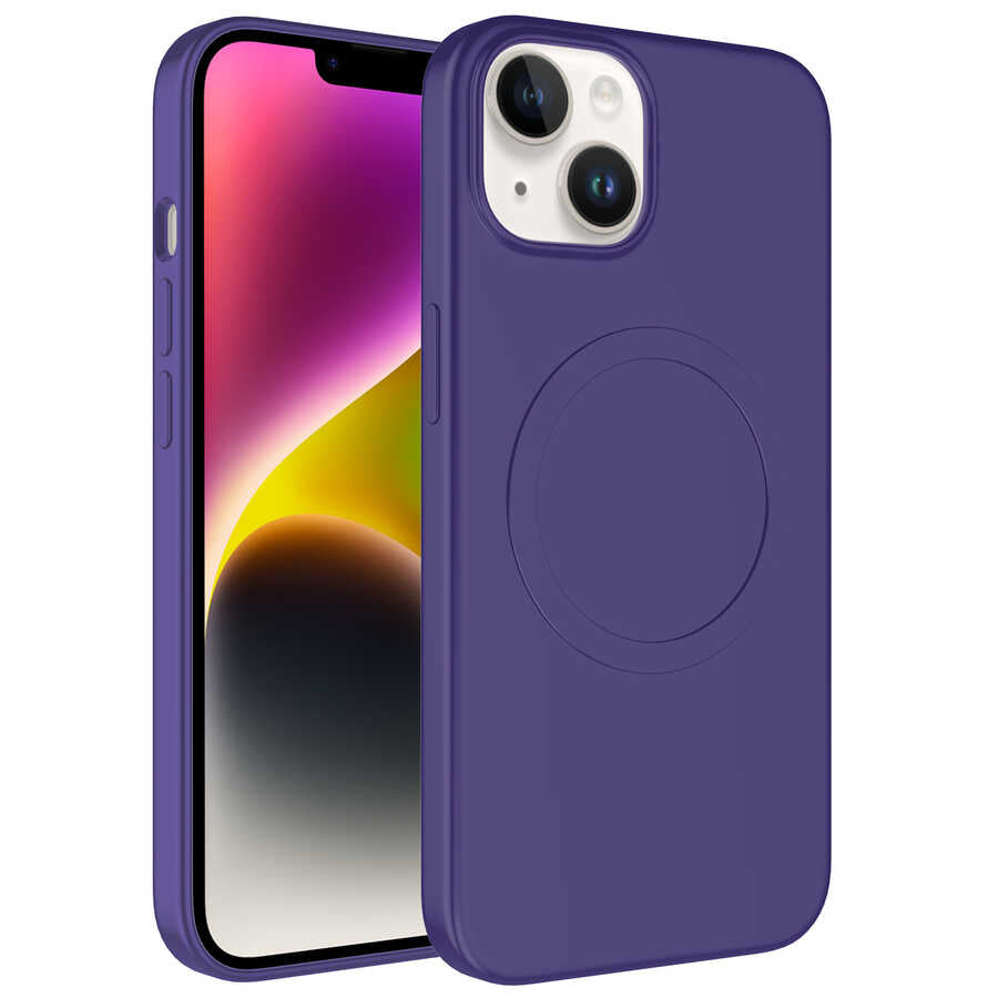 Apple iPhone 14 Plus Kılıf M-safe Wireless Şarj Özellikli Pastel Renk Silikon Zore Plas Kapak