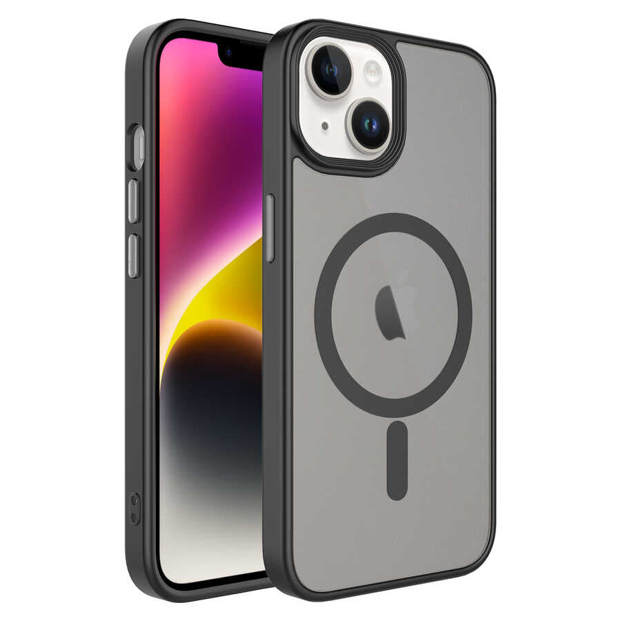 Apple iPhone 14 Plus Kılıf Mat Arka Yüzey Wireless Şarj Özellikli Zore Flet M-safe Kapak