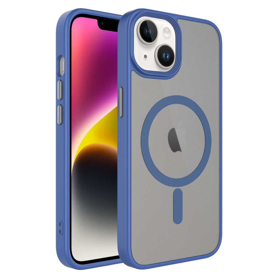 Apple iPhone 14 Plus Kılıf Mat Arka Yüzey Wireless Şarj Özellikli Zore Flet M-safe Kapak