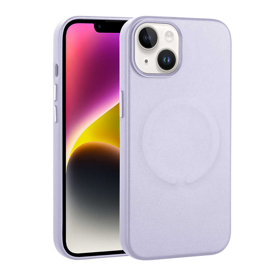 Apple iPhone 14 Plus Kılıf PU Deri M-safe Wireless Şarj Özellikli Zore Derix Kapak