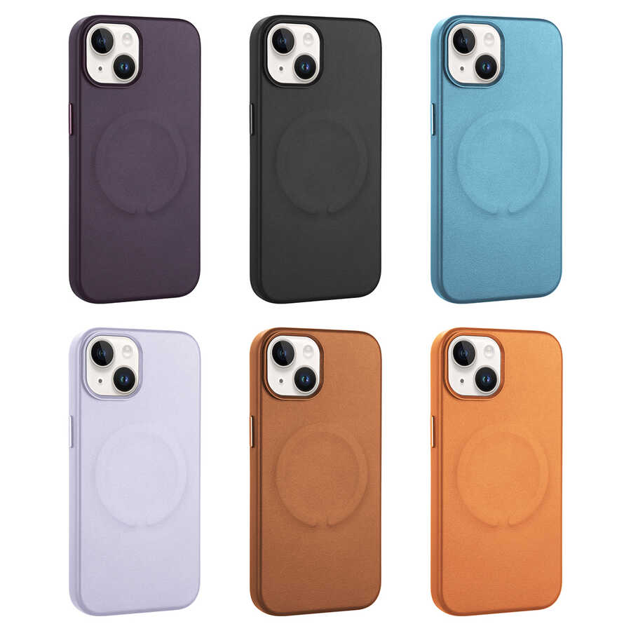 Apple iPhone 14 Plus Kılıf PU Deri M-safe Wireless Şarj Özellikli Zore Derix Kapak