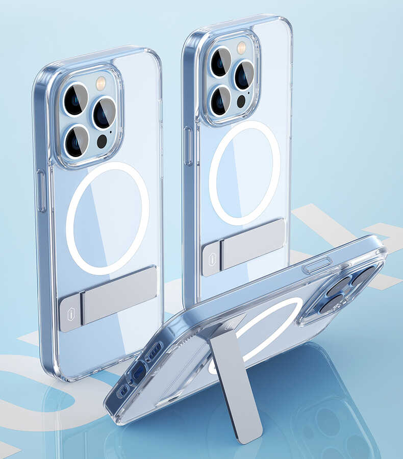 Apple iPhone 14 Plus Kılıf Standlı M-safe Wireless Şarj Özellikli Wiwu Aurora Serisi Kapak