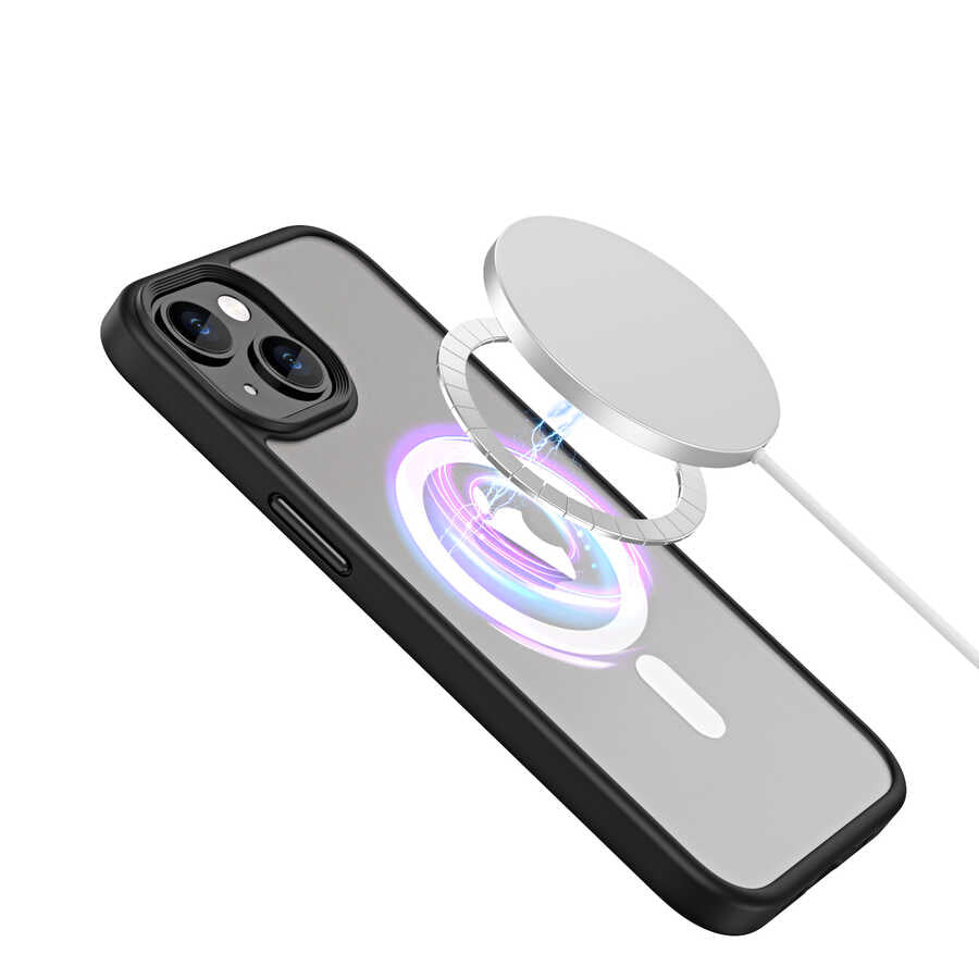 Apple iPhone 14 Plus Kılıf Wireless Şarj Özellikli Zore Hibrit M-safe Kapak