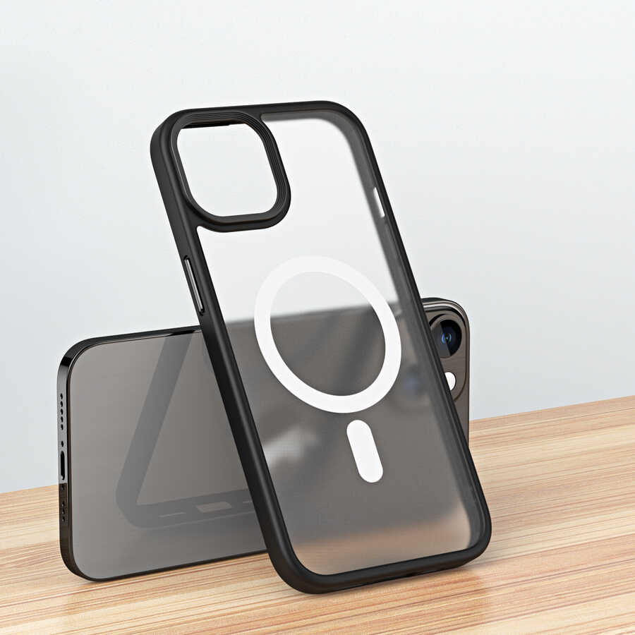 Apple iPhone 14 Plus Kılıf Wireless Şarj Özellikli Zore Hibrit M-safe Kapak