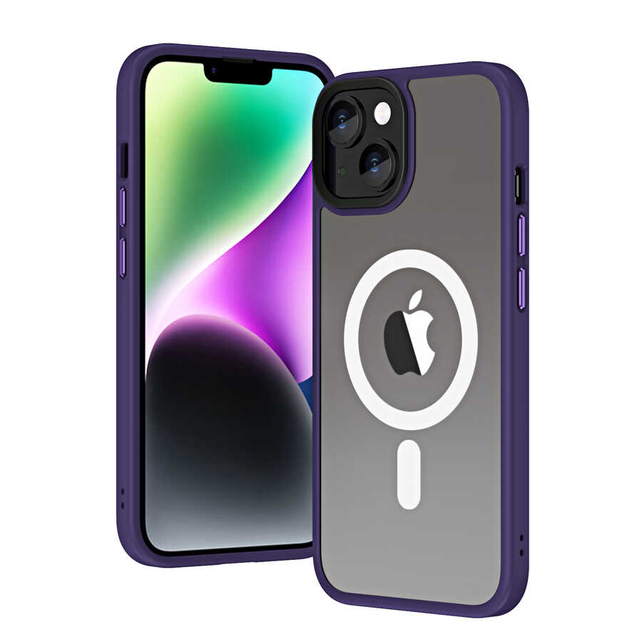 Apple iPhone 14 Plus Kılıf Wireless Şarj Özellikli Zore Hibrit M-safe Kapak