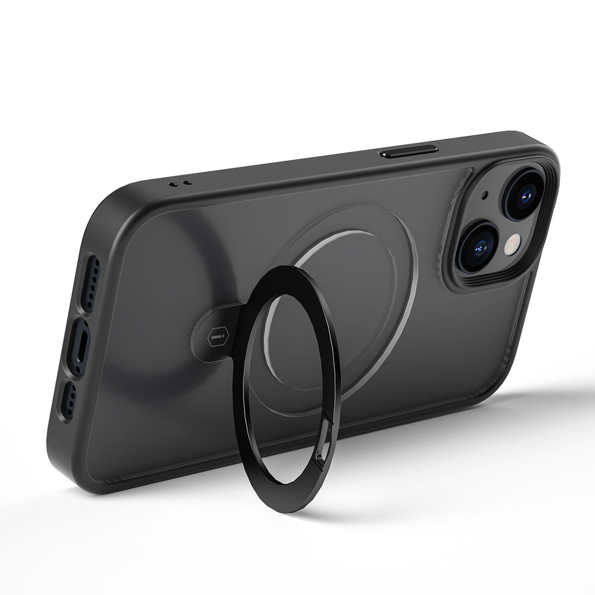 Apple iPhone 14 Plus Kılıf Wiwu ZMM-010 M-safe Şarj Özellikli Parmak İzi Bırakmayan Mat Transparan Standlı Kapak