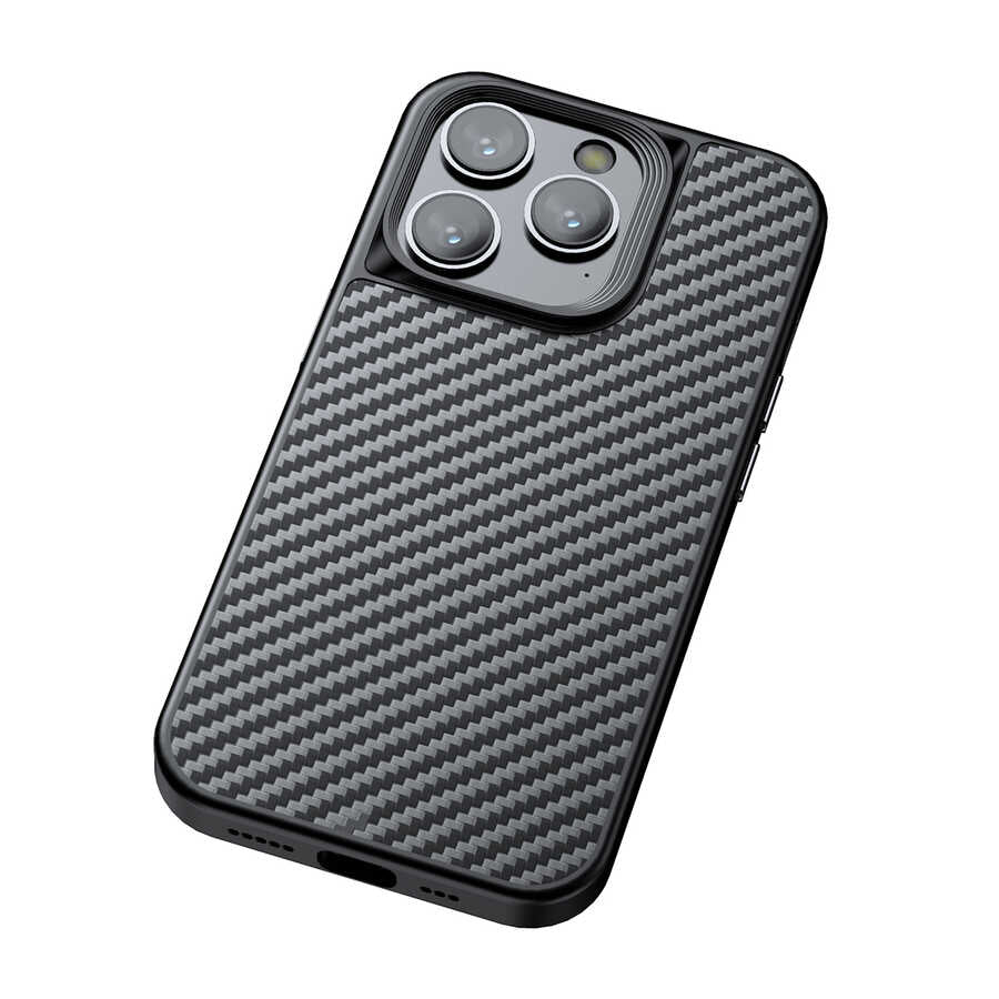 Apple iPhone 14 Pro Kılıf Aramid Karbon Fiber M-safe Özellikli Wlons Radison Kapak