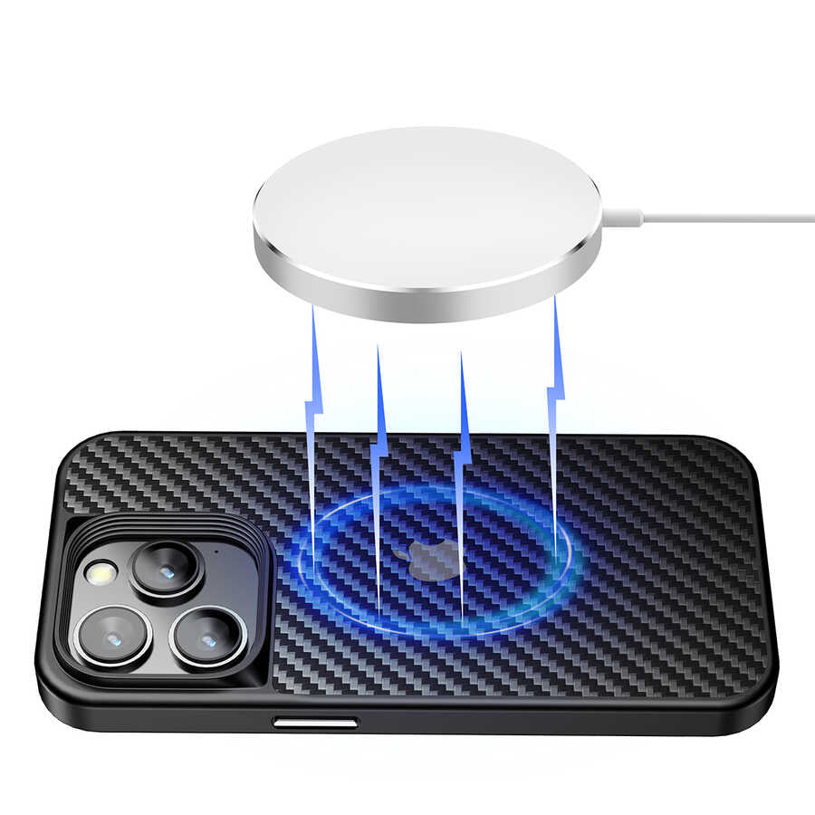 Apple iPhone 14 Pro Kılıf Aramid Karbon Fiber M-safe Özellikli Wlons Radison Kapak