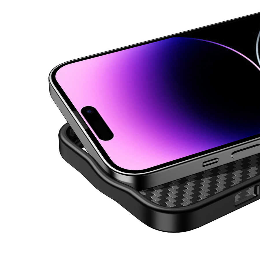 Apple iPhone 14 Pro Kılıf Aramid Karbon Fiber M-safe Özellikli Wlons Radison Kapak