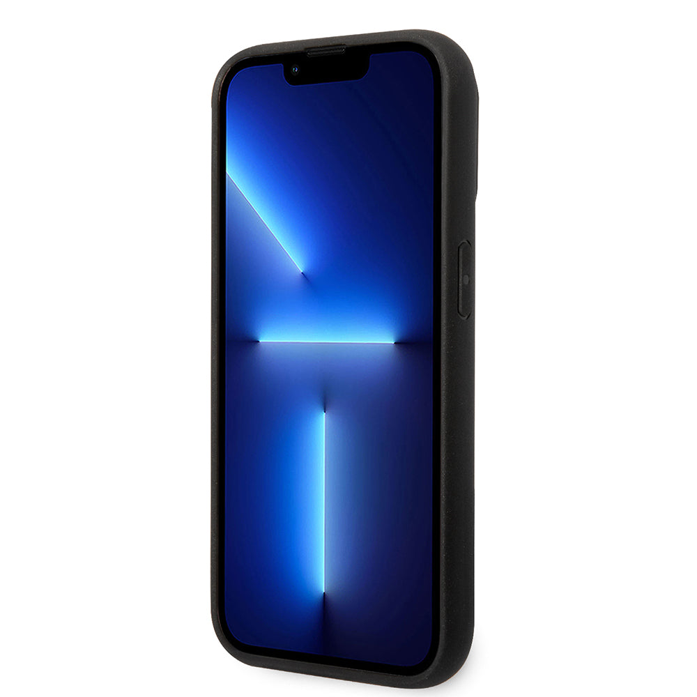 Apple iPhone 14 Pro Kılıf Ferrari Orjinal Lisanlı Klasik Metal Logolu Karbon Şerit Desenli Kapak