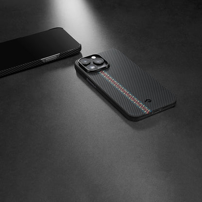 Apple iPhone 14 Pro Kılıf M-safe Şarj Özellikli 600D Aramid Fiber Pitaka Tactile Woven Orchestra Serisi Rhapsody Kapak