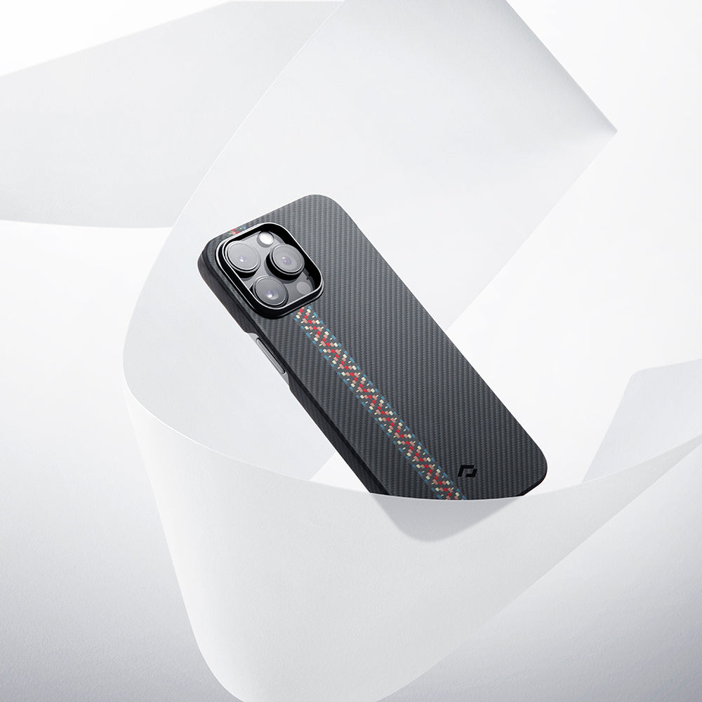 Apple iPhone 14 Pro Kılıf M-safe Şarj Özellikli 600D Aramid Fiber Pitaka Tactile Woven Orchestra Serisi Rhapsody Kapak