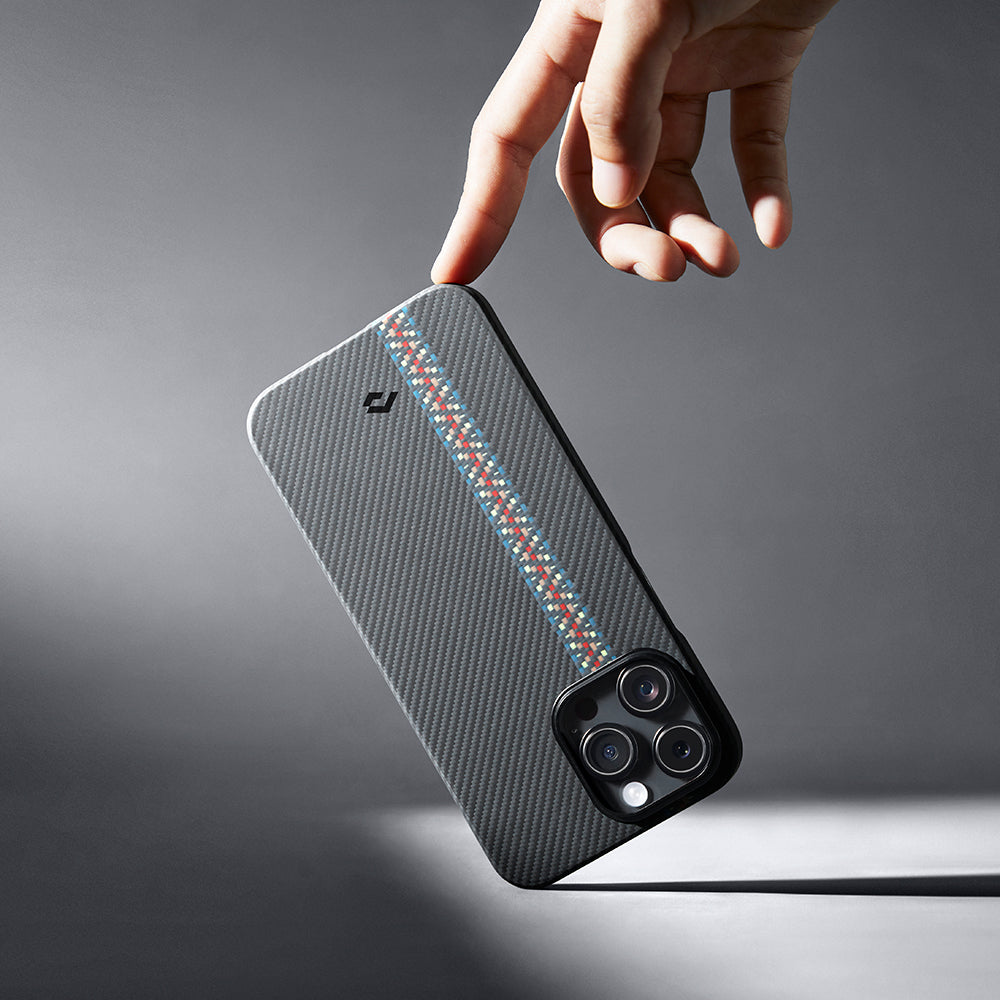 Apple iPhone 14 Pro Kılıf M-safe Şarj Özellikli 600D Aramid Fiber Pitaka Tactile Woven Orchestra Serisi Rhapsody Kapak