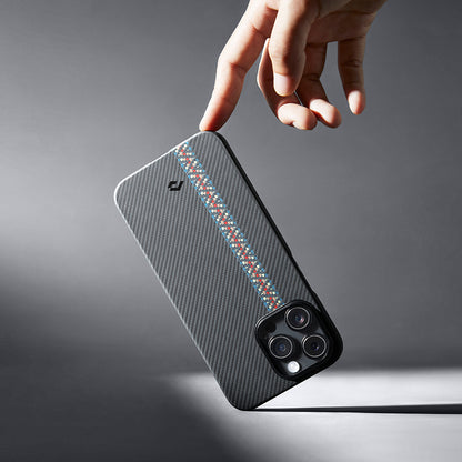 Apple iPhone 14 Pro Kılıf M-safe Şarj Özellikli 600D Aramid Fiber Pitaka Tactile Woven Orchestra Serisi Rhapsody Kapak