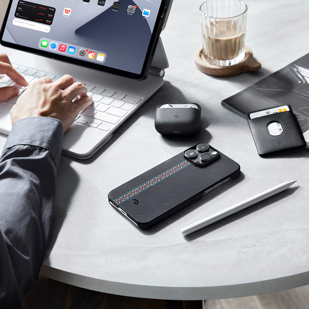 Apple iPhone 14 Pro Kılıf M-safe Şarj Özellikli 600D Aramid Fiber Pitaka Tactile Woven Orchestra Serisi Rhapsody Kapak