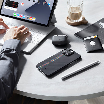 Apple iPhone 14 Pro Kılıf M-safe Şarj Özellikli 600D Aramid Fiber Pitaka Tactile Woven Orchestra Serisi Rhapsody Kapak