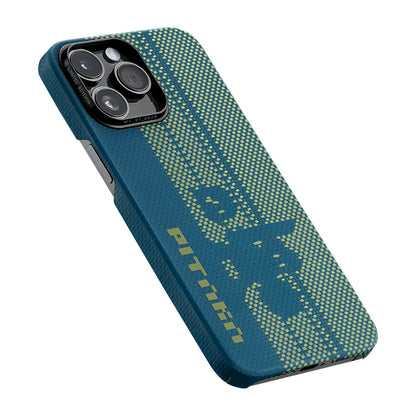 Apple iPhone 14 Pro Kılıf M-safe Şarj Özellikli Aramid Fiber Pitaka Tactile Woven Pixel Game Kapak