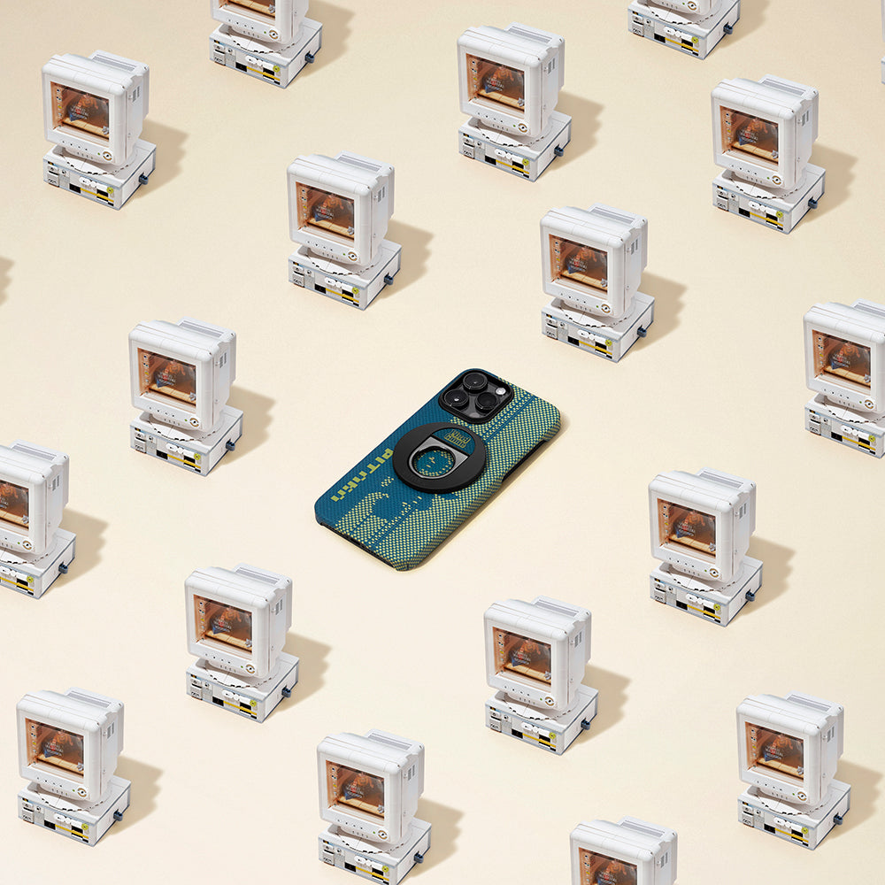 Apple iPhone 14 Pro Kılıf M-safe Şarj Özellikli Aramid Fiber Pitaka Tactile Woven Pixel Game Kapak