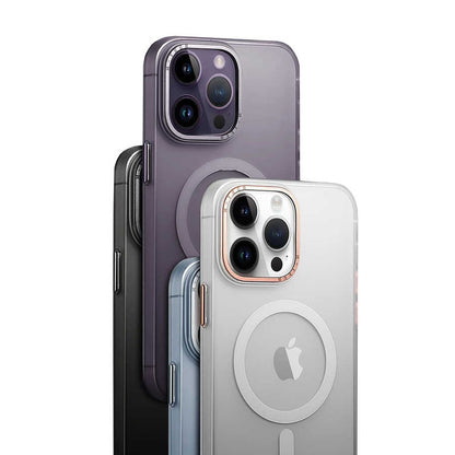 Apple iPhone 14 Pro Kılıf M-safe Şarj Özellikli Buzlu Sert PC Zore Tuval Kapak