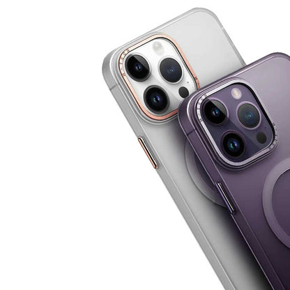 Apple iPhone 14 Pro Kılıf M-safe Şarj Özellikli Buzlu Sert PC Zore Tuval Kapak