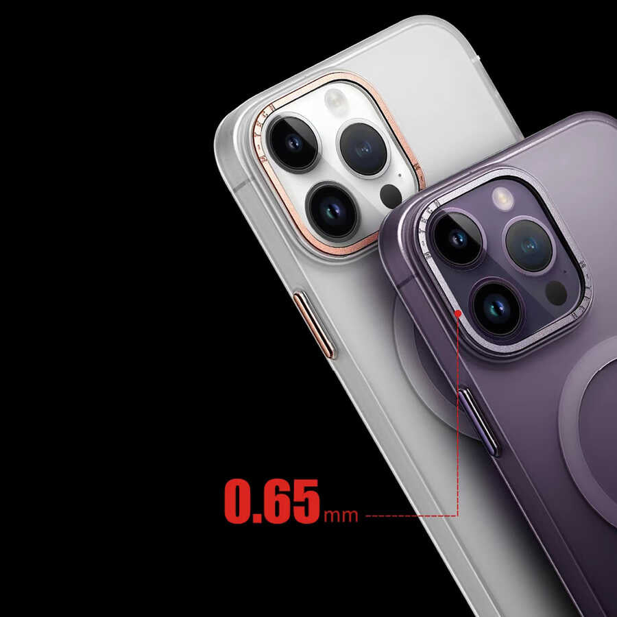 Apple iPhone 14 Pro Kılıf M-safe Şarj Özellikli Buzlu Sert PC Zore Tuval Kapak