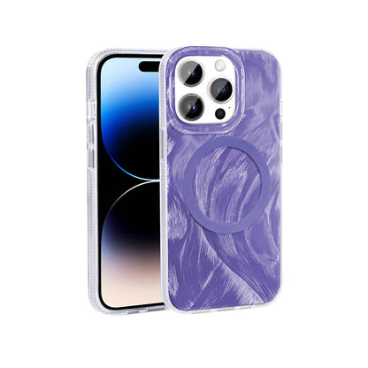 Apple iPhone 14 Pro Kılıf M-safe Şarj Özellikli Fırça Boya Desenli Zore Palet Kapak